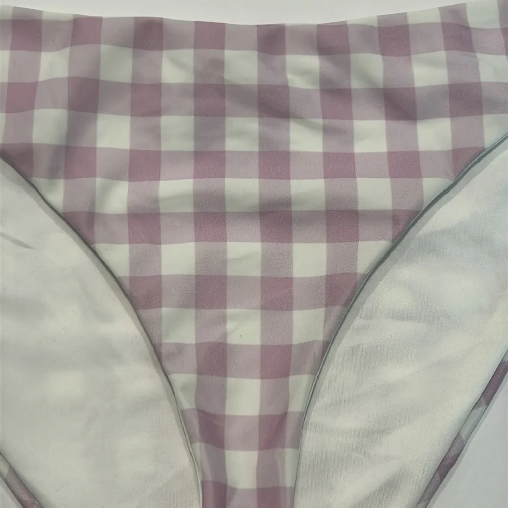 Lovers + Friends purple gingham check bikini swim bottom size Large
